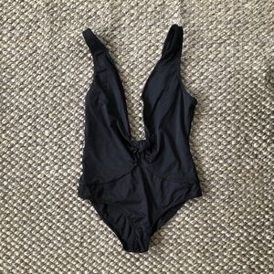 American Apparel Plunge Neck and Back Swimsuit